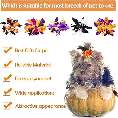 Miniatura 5 de PET SHOW 20 unids10 pares de lazos para el pelo de perro rizado con bandas de goma para perros pequeños y medianos en espiral, remolinos en espiral