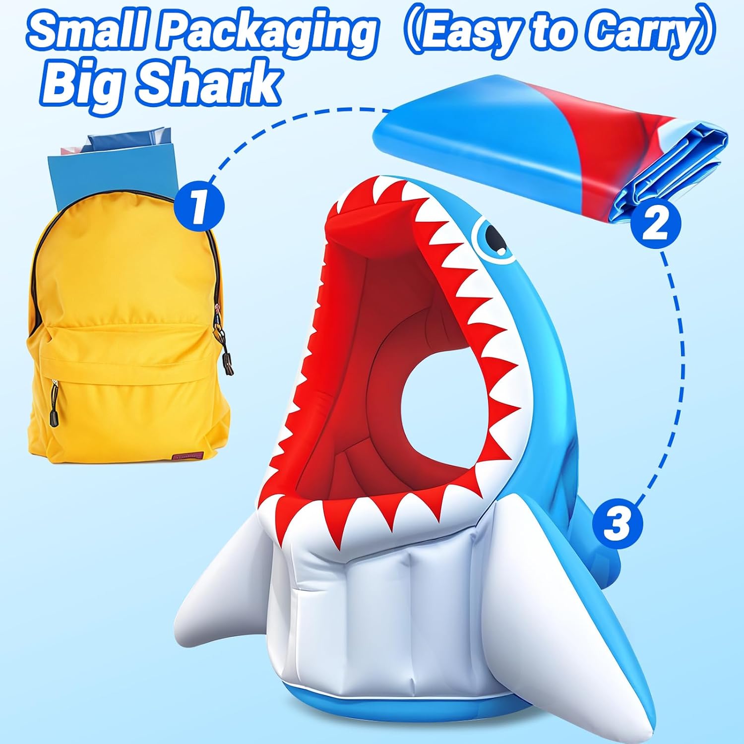 Pool Game Toys, Pool Floats Shark Water Toys| 3-in-1 Inflatable Basketball Hoop & Football & Head Hoop Ball Games, Great Gifts for Kids Adults, Indoor Outdoor Summer Beach Family Birthday Cool Party