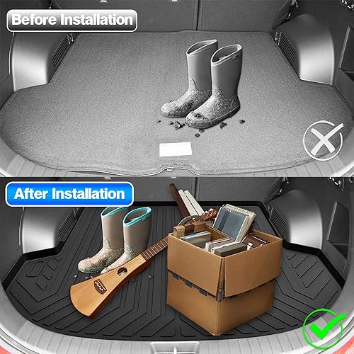 Miniatura 3 de T TGBROS Ajuste personalizado para tapete de carga de automóvil 2019-2020 Hyundai Santa Fe 5 pasajeros para todo tipo de clima, forro de carga