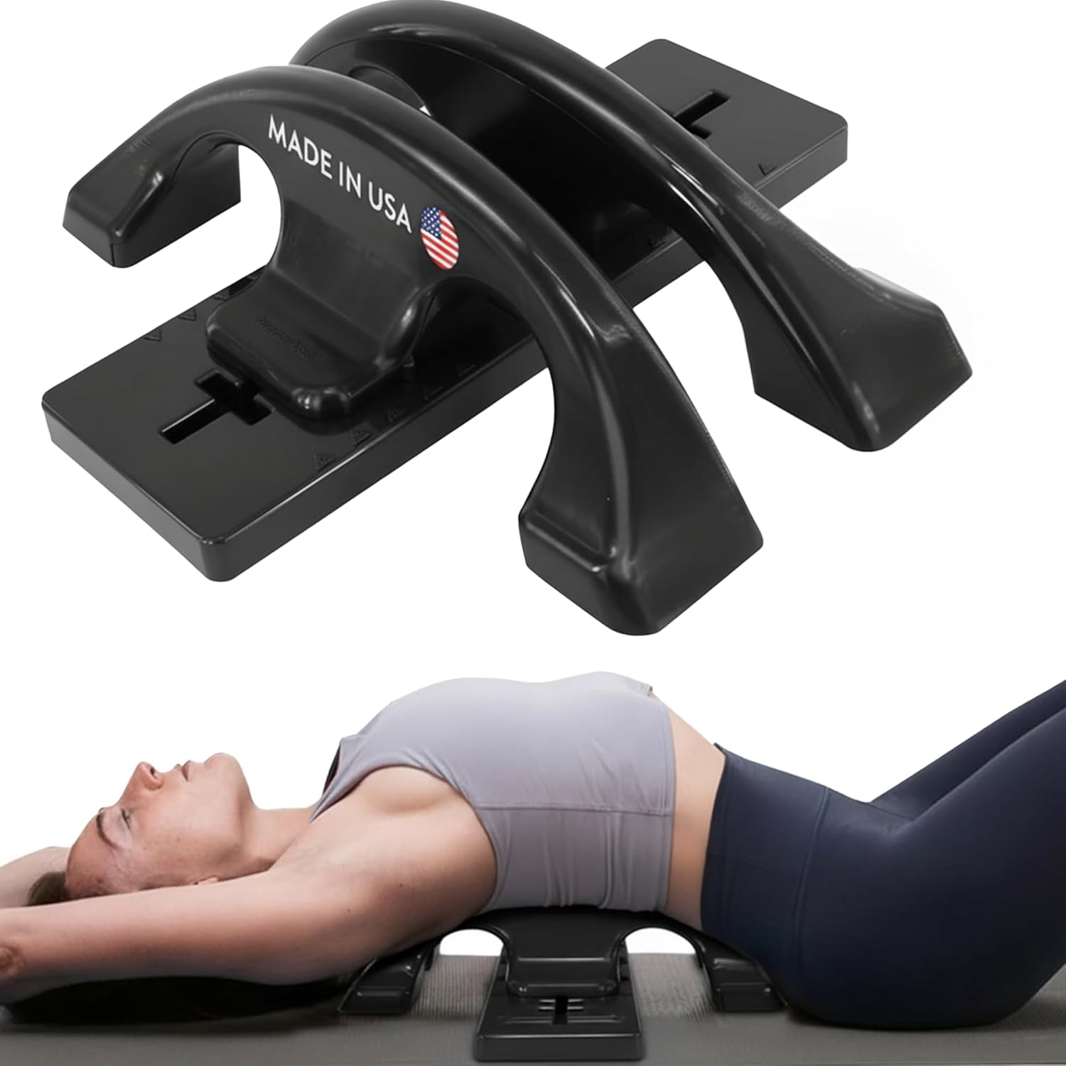 Thrival Arch Back Stretcher - Specialized Psoas Muscle Release Tool for Hip Flexor, Back, Glute, Iliacus, and Neck - Spine Decompressor, Trigger Point, and Myofascial Release – Carbon Black