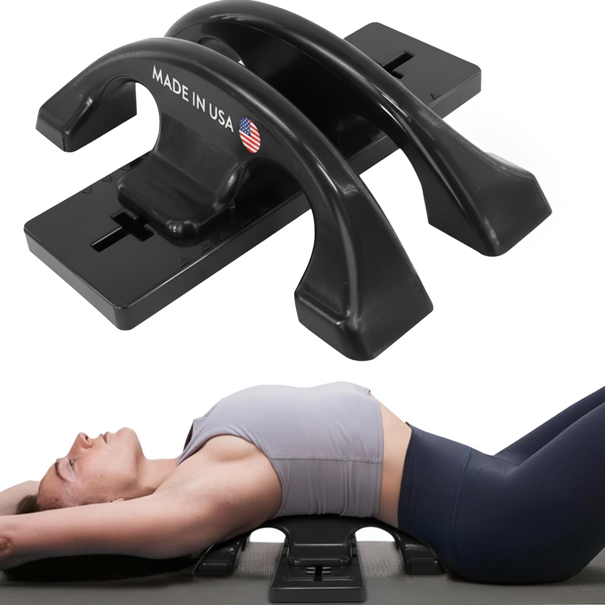 Thrival Arch Back Stretcher - Psoas Muscle Release Tool App for Hip Flexor, Back, Glute, Iliacus, and Neck - Spine Decompressor, Trigger Point, and Myofascial Release – Carbon Black