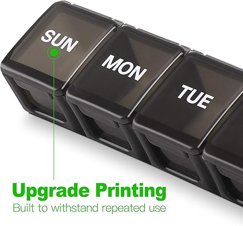 Miniatura 6 de Pastillero extra grande semanal y diario para pastillas, vitaminas, aceite de pescado, suplementos (negro)