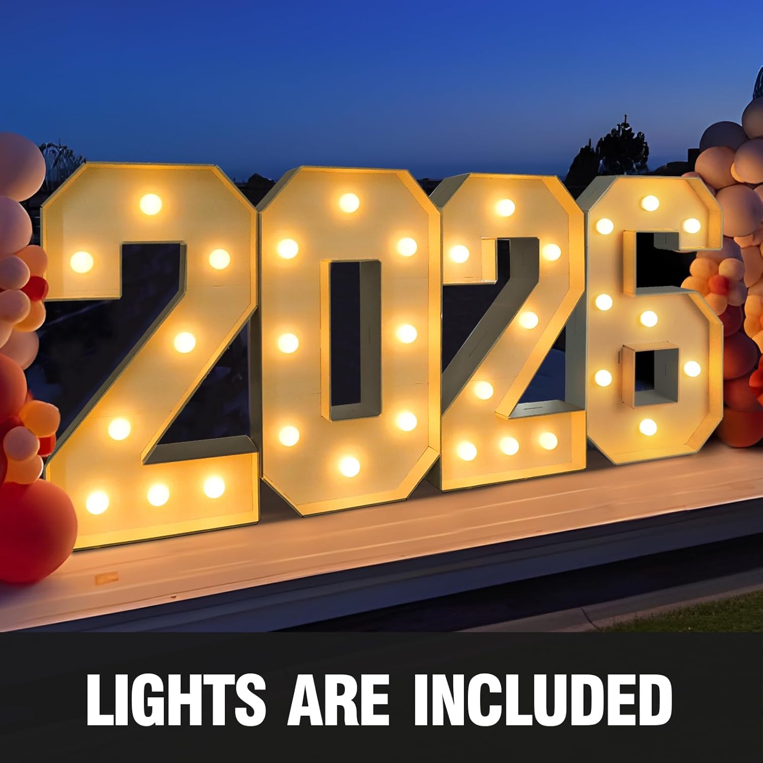 2026 Graduation Decorations - 4FT Large Pre-Cut 2026 Light-Up Marquee Numbers Kit - Mosaic Foam Board Sign - Class of 2026 Party Supplies Decor for Kindergarten Preschool High School College Prom
