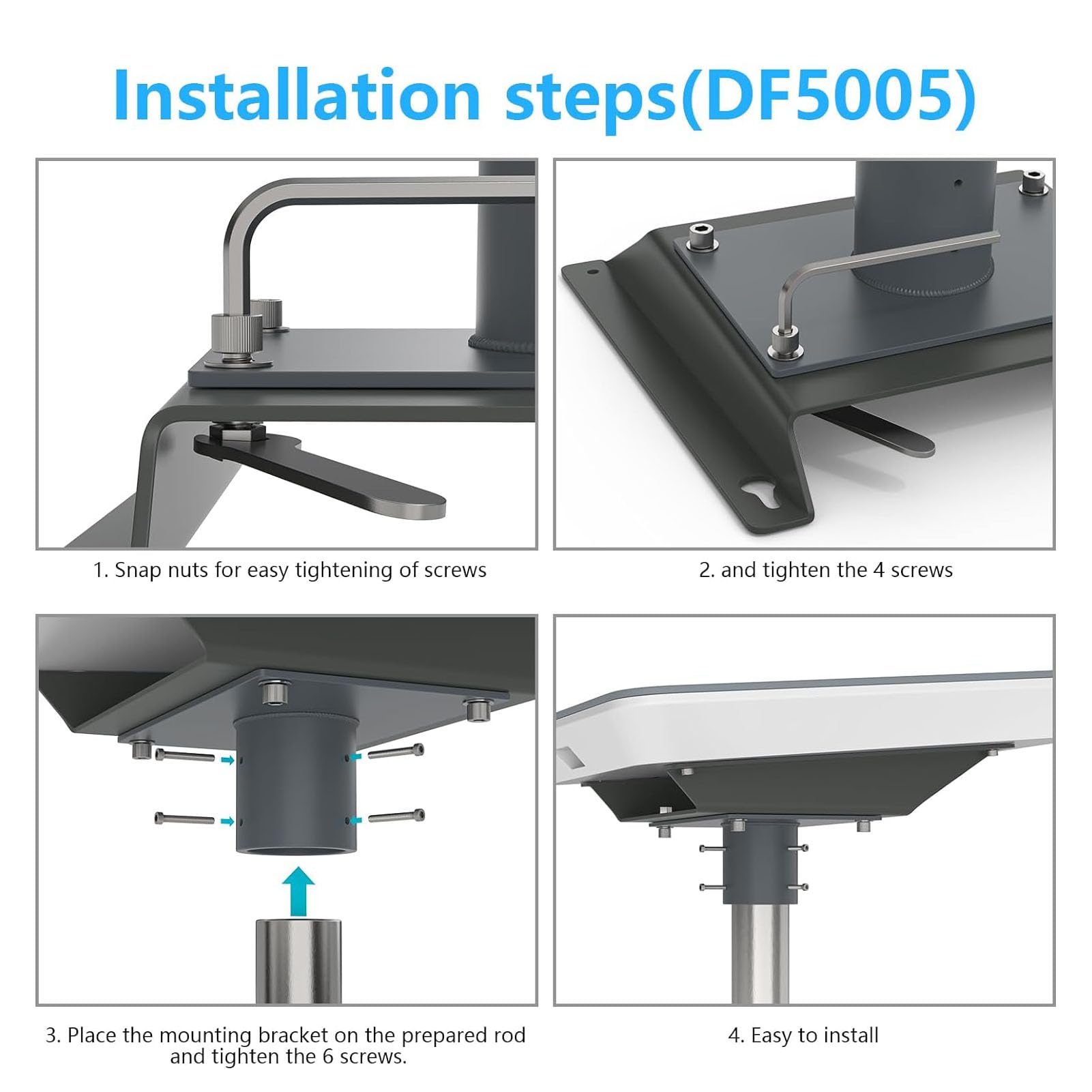 Fyearfly Adaptateur de tuyau plat en alliage d'aluminium pour connecteur de poteau de 62 mm, kit de montage d'antenne satellite robuste et résistant aux intempéries, support de toit d'antenne Internet