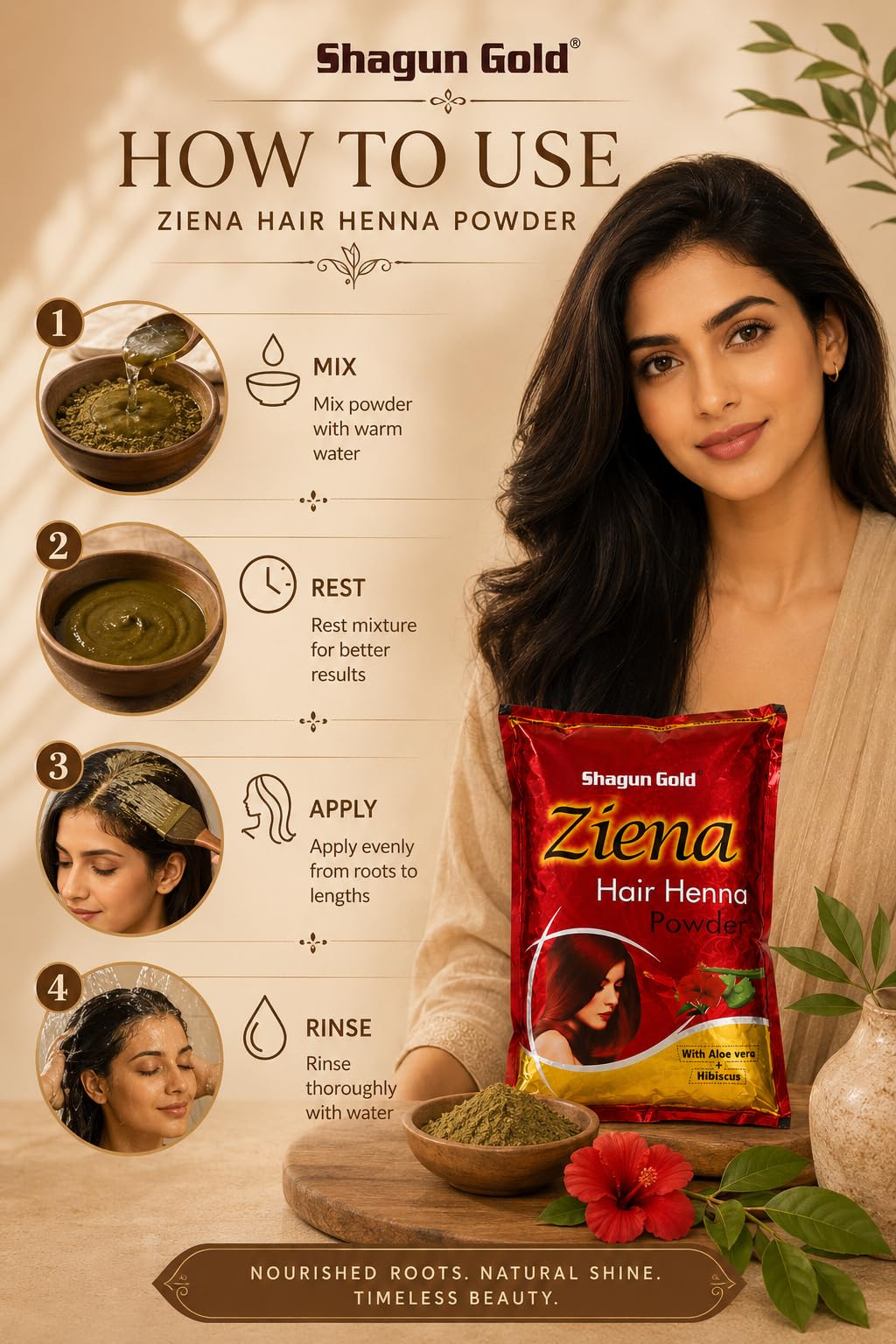 Buy SHAGUNGOLD Red Ziena 100% Natural & Pure Henna Powder with 10