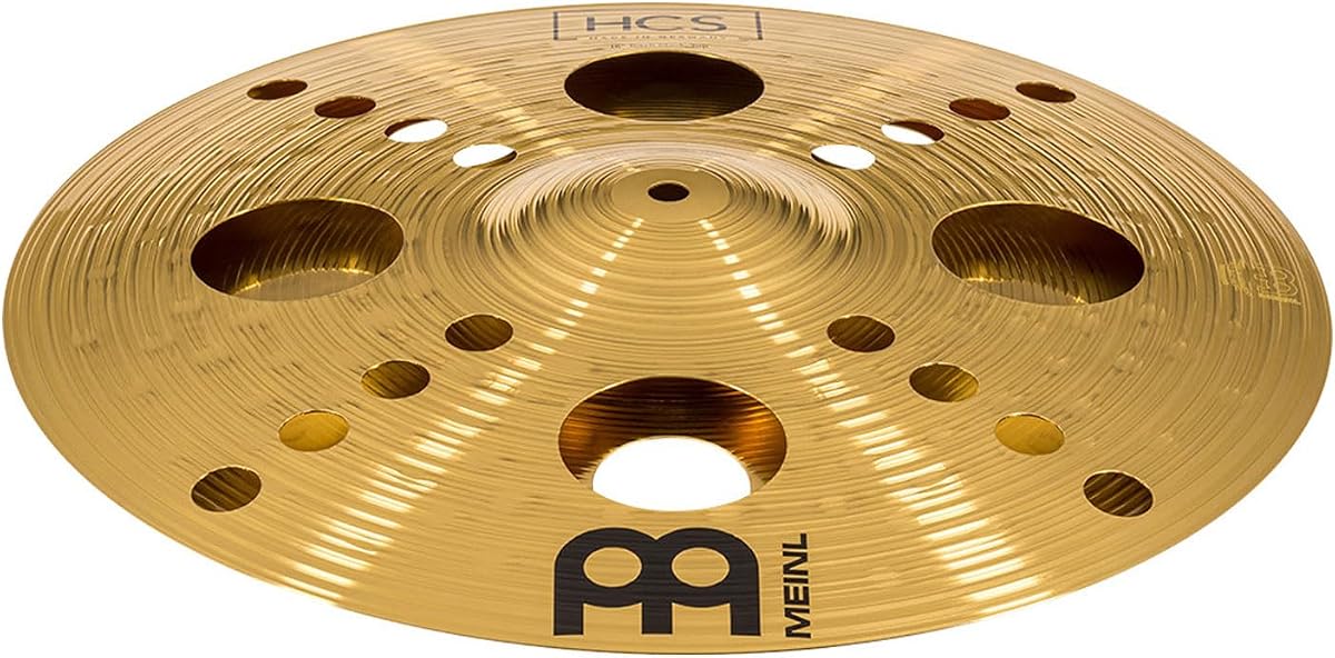 Platillo Trash Crash Meinl de 16" con orificios - Latón con acabado tradicional HCS para batería, fabricado en Alemania, GARANTÍA DE 2 AÑOS (HCS16TRC) | Aleación de latón duradera, sonido brillante y musical, apto para principiantes - Fabricado por el mismo equipo que los platillos profesionales de Meinl