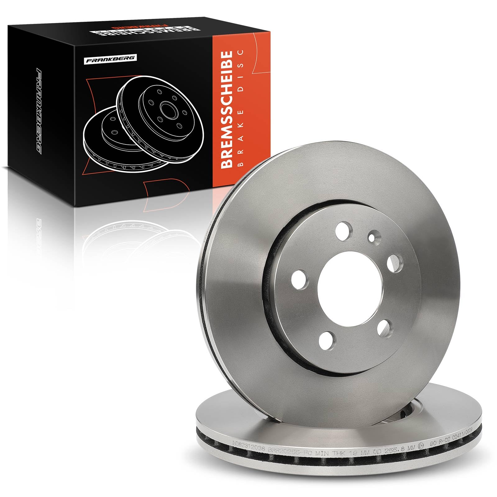 Frankberg 2 discos de freno delanteros ventilados Ø256 mm 1J0615301D | Compatible con: A1 Sportback 8XA 8XF, Polo 6C1 6R1, Habitación 5J7, NH3 rápido NK3 NK6, Variante B.o.r.a 1J6