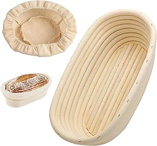 FEADBYT Oval Proofing Basket, 25 cm Diameter, Handmade Rattan, Classic Style, Bread Proofing Basket, 25 x 15 x 8 cm, Holds 1 kg Dough