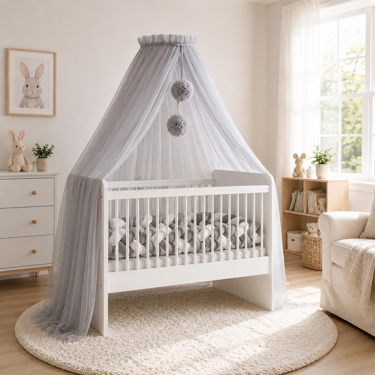 Baby Fancyroom Bed Canopy for Baby Crib, Princess Baby Cradle, Mosquito Net, Side Crib Canopy, Baby Room Decoration, Canopy Children's Room Made of Premium Tulle (Dark Dusty Pink)