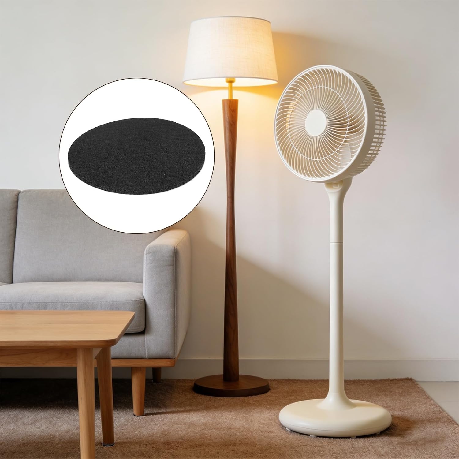 uxcell 8Pcs Non Slip Furniture Pads, 5.5" Round Self Adhesive Felt Bumpers Noise Reducing Furniture Feet Floor Protector for Chairs Tables Furniture Legs (Black 0.2" Thick)