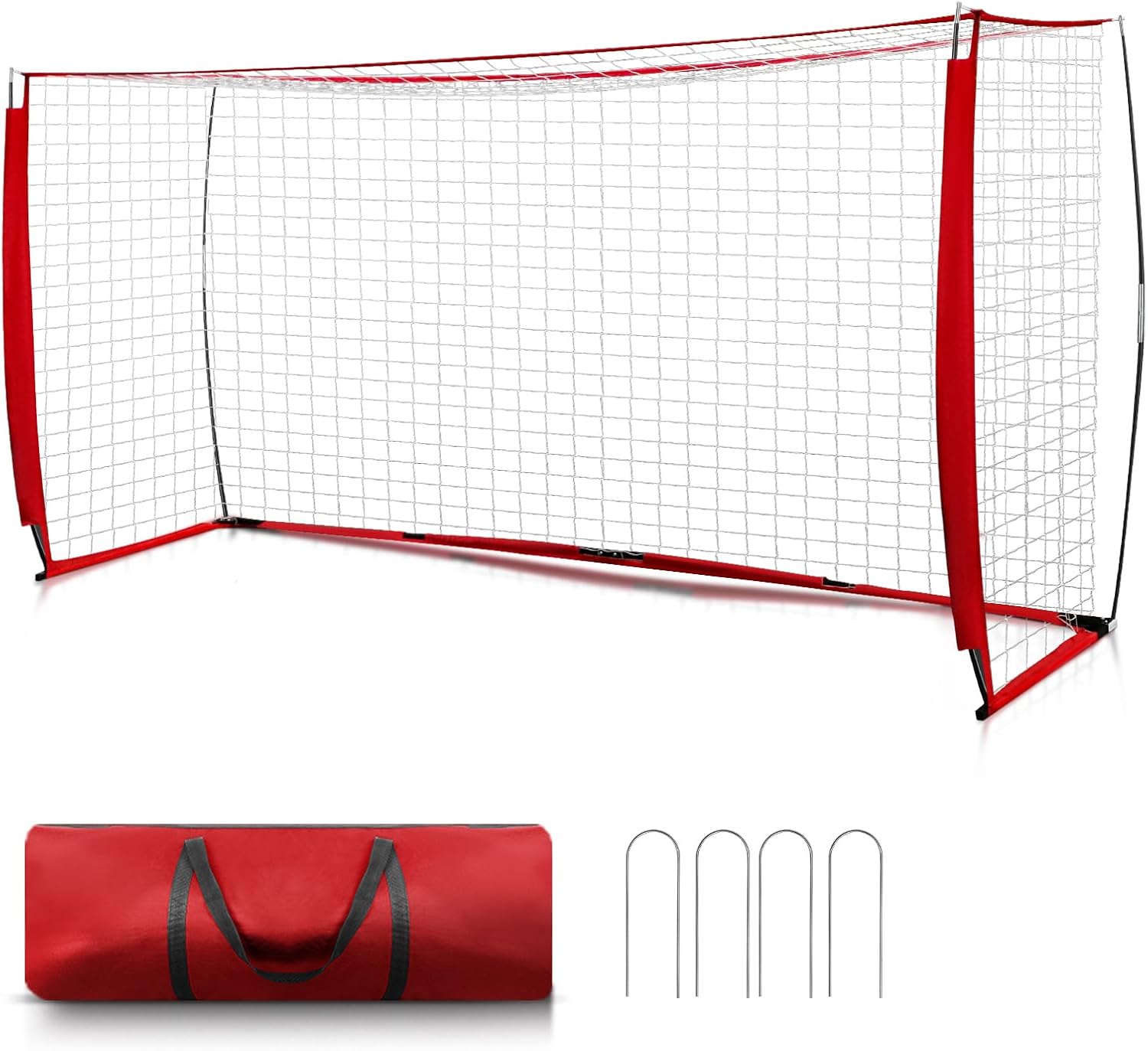 SHANTRA Soccer Goal, 12x6FT Easy Setup Soccer Goals for Backyard with Metal Base, Portable Soccer Net for Teens/Adults, Large Equipment for Training, Soccer Goal for Practice with Carry Bag