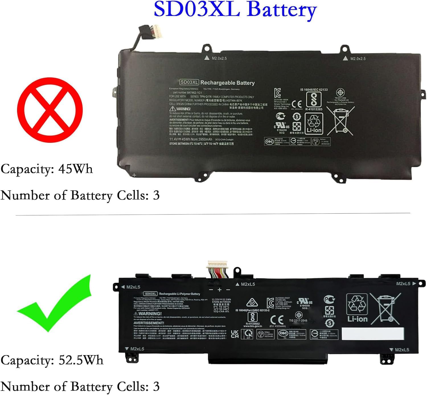 SD03XL HSTNN-089U HSTNN-DB9U HSTNN-OB1R Batería de Ordenador portátil