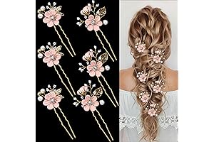 6 Pieces Cherry Blossom Hair Accessories with Crystal and Pearl