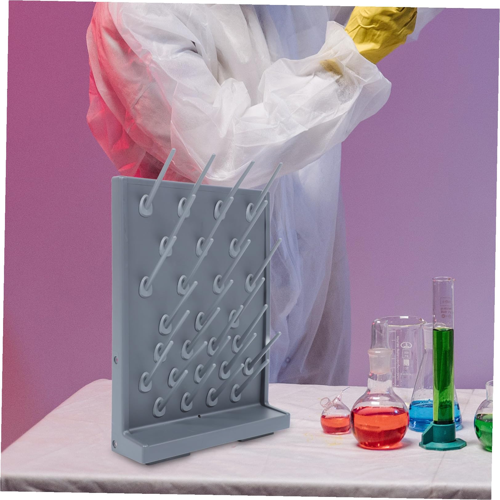 TOPBATHY 2 Stück Pp Reagenzglas Abtropfständer aus Kunststoff Labor Trockengestell für 27 Reagenzgläser Schwarz Langlebig und Stabil Abflussgestell für Laborequipment