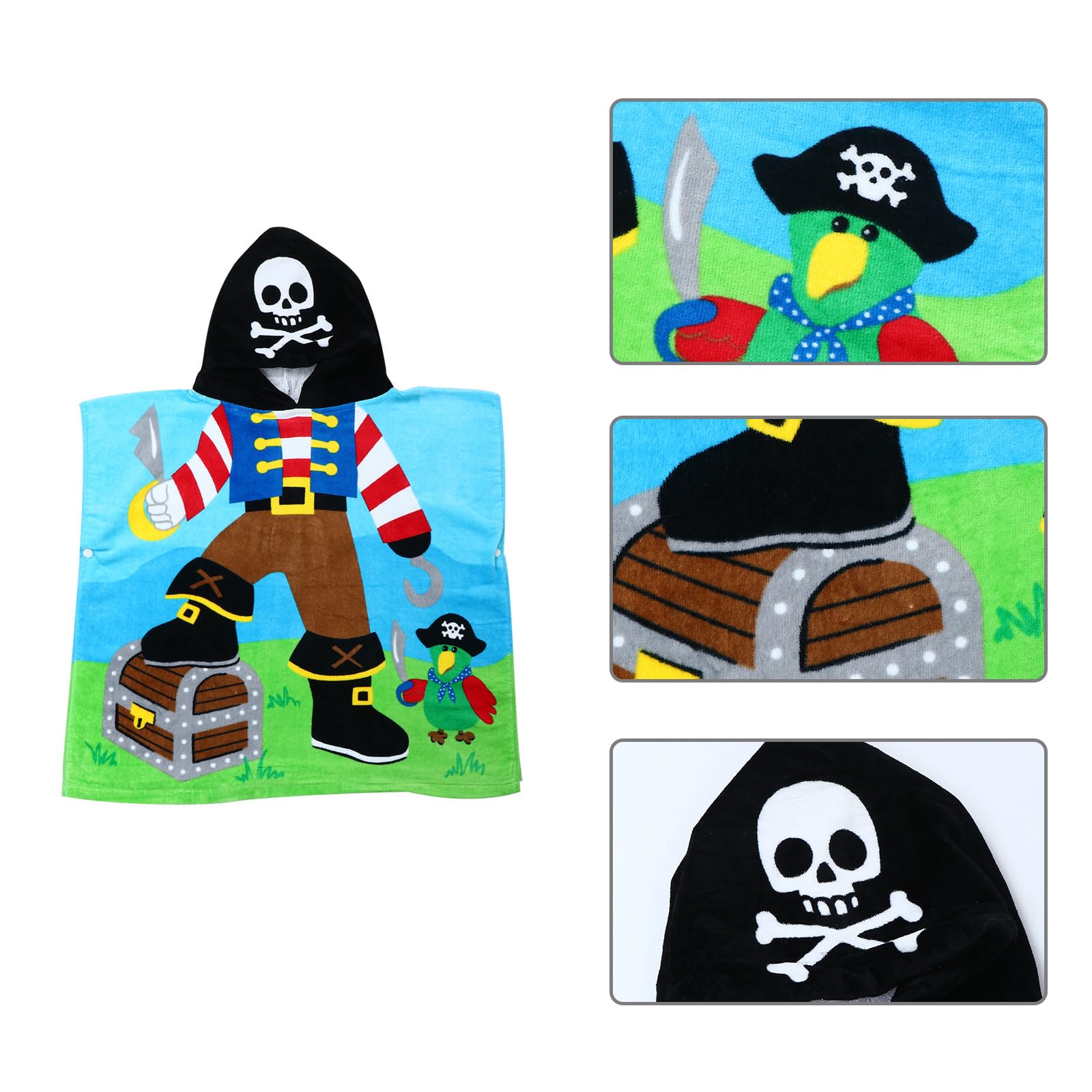 Peignoir de Bain Motif Pirate à Capuche pour Garçon et Filles en Coton