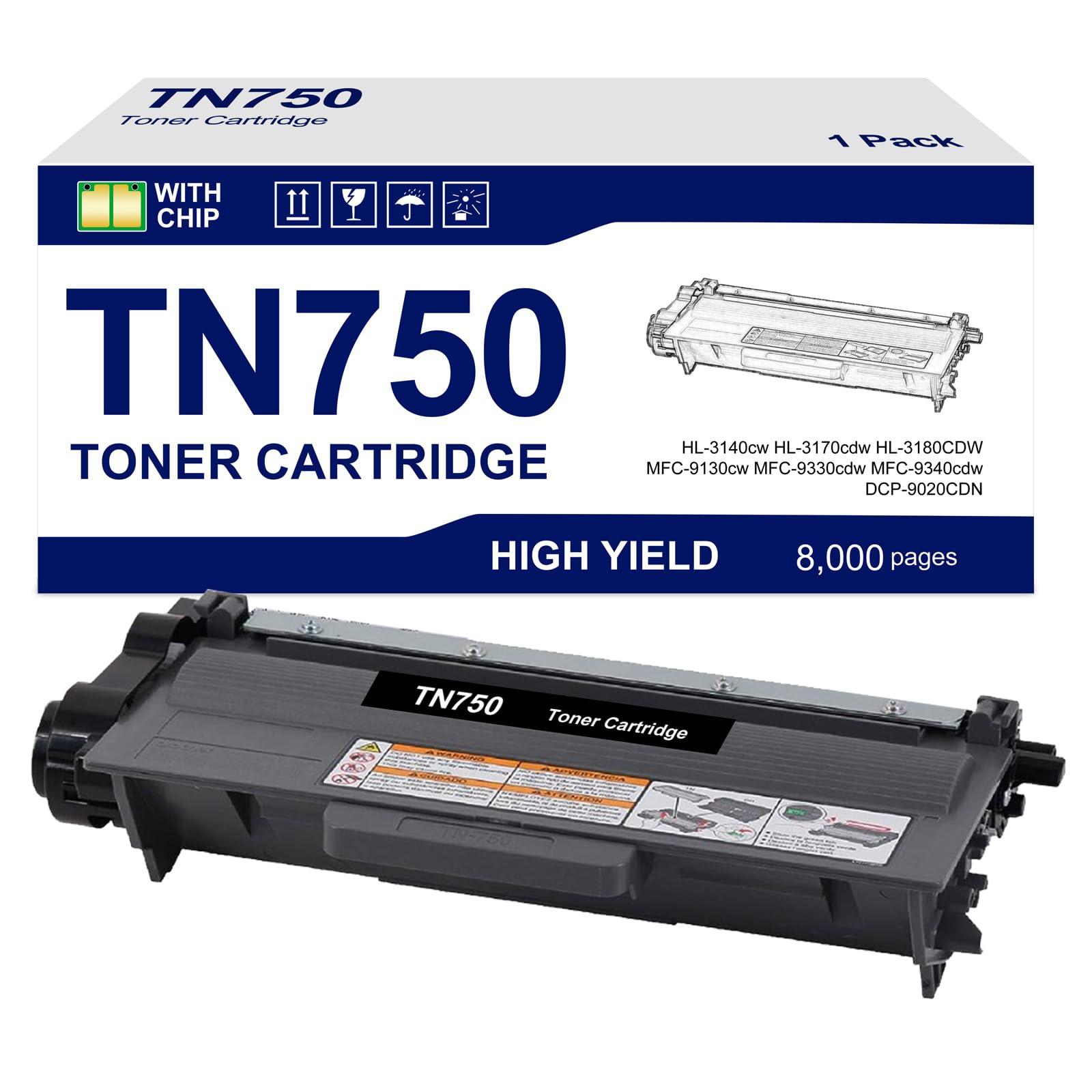 TN750 Black High Yield Toner Cartridge Replacement for Brother TN-750 TN-720 TN720 for HL-5450DN HL-5470DW HL-6180DW MFC-8710DW MFC-8910DW MFC-8950DW