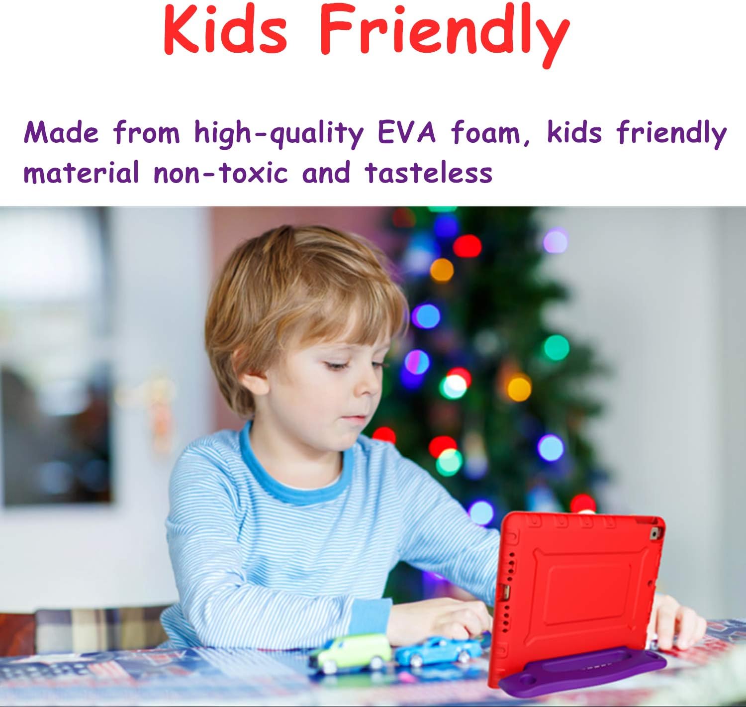 Kids Case for iPad Mini 1 2 3 4 5 Generation - Lightweight Shockproof Convertible Protection Cover with Built-in Handle Stand Children Tablet and 2019 - Retina Display (Red & Purple)