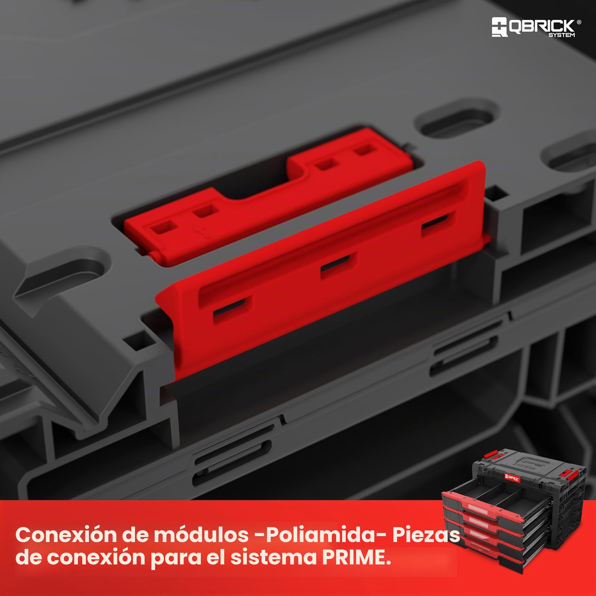 Qbrick System Caja de Herramientas Vacía - 4 Compartimentos - Maletin Herramientas - 542 x 335 x 369 mm Negro
