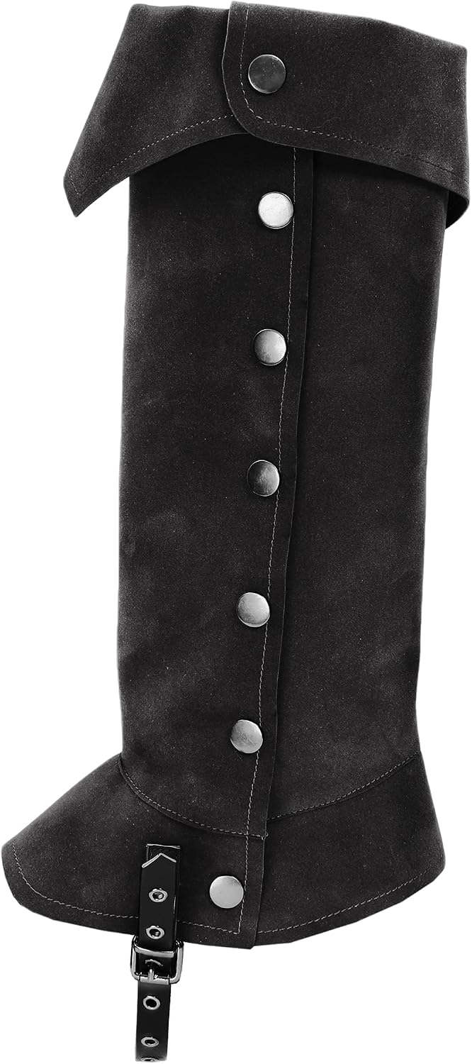 KUOIN Medieval Leg Covers Slim Fit Pirate Renaissance Faux Leather Steampunk Costume for Boots