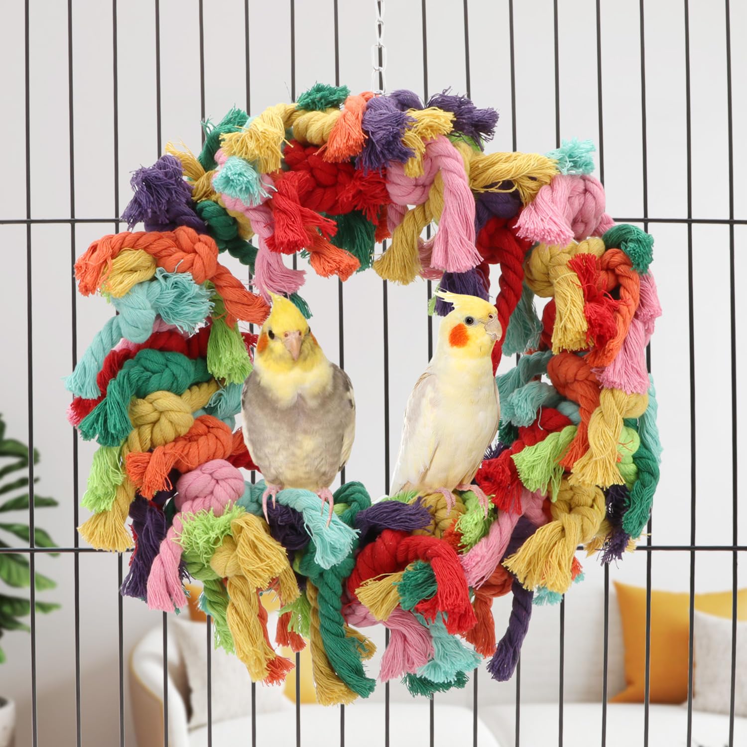 Hypeety Pet Bird Coton Bague Jeu d'exercice à mâcher Coton Snuggle Bague Bird Toy