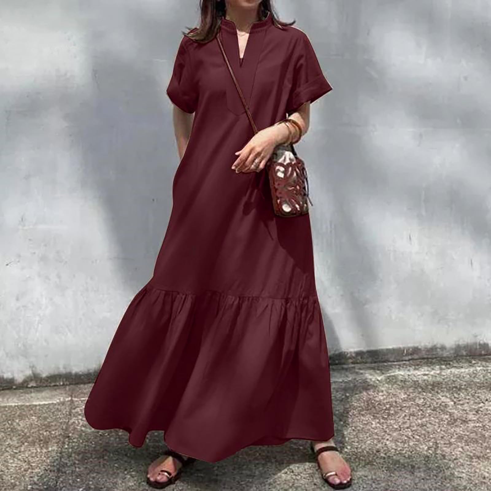 Camicia casual da donna con bottoni abiti da donna 2024 primavera estate insegnante vacanza alla moda abiti da lavoro vestibilità ampia manica corta colletto alla coreana scollo a V abiti da lavoro da