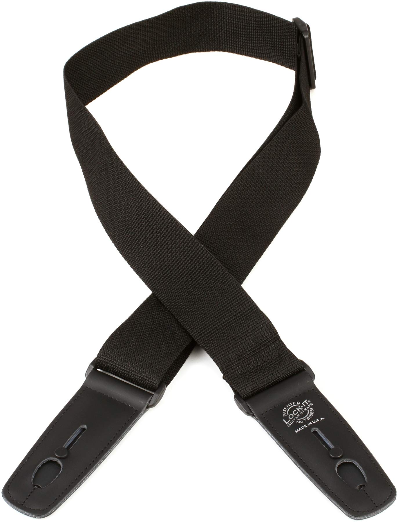 Lock-It correas profesionales funda serie Lis 001 p2-blk correa de poliéster para guitarra eléctrica, negro