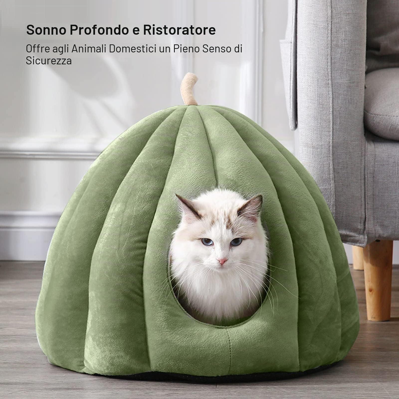 PETCUTE Cuccia per Gatti con Cuscino Interno Rimovibile e Lavabile,Caldo Cuccia Gatto Interno,Lavabile Cuccia per Animali Domestici con Fondo Antiscivolo,Lettino Igloo Per Gatti In Peluche