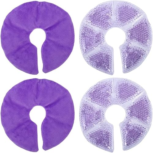 Breast Therapy Pads - Reusable Hot And Cold Therapy Breastfeeding Gel Pads, Boost Milk Let-Down With Gel Bead Pads For Breastfeeding Moms,Mastitis, Engorgement (Purple) #TOP6