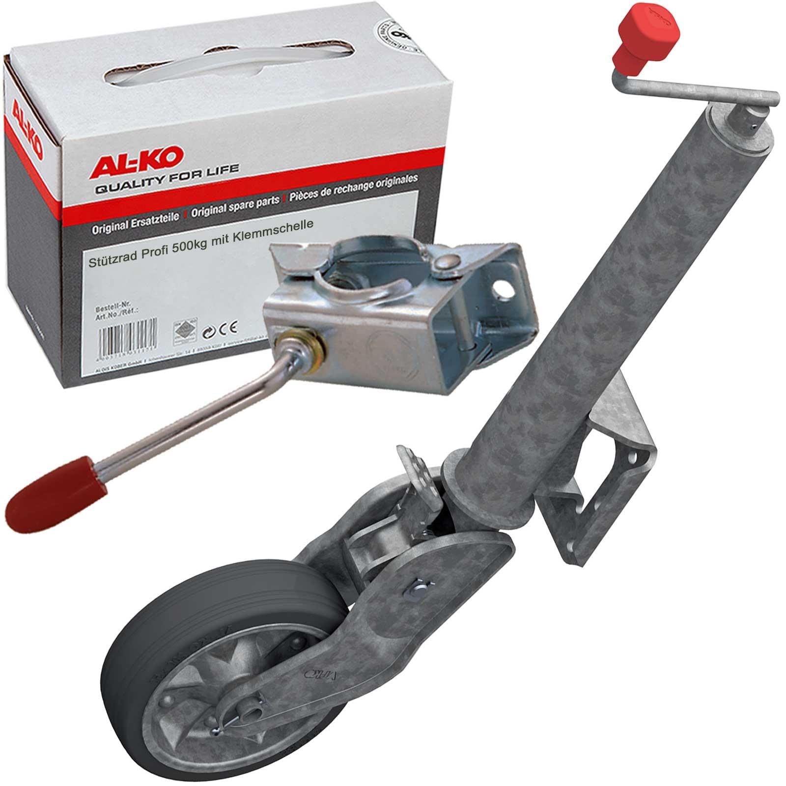 Alko Al-Ko Stützrad Halbautomatisch + Klemmschelle 60mm Anhänger 500kg Stüt | 242061 + 249859, Stützrad + halter