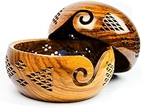 Vista 6 de Nagina International Cuencos de almacenamiento de hilo hechos a mano de palisandro prémium con parrillas decorativas talladas hechas a mano