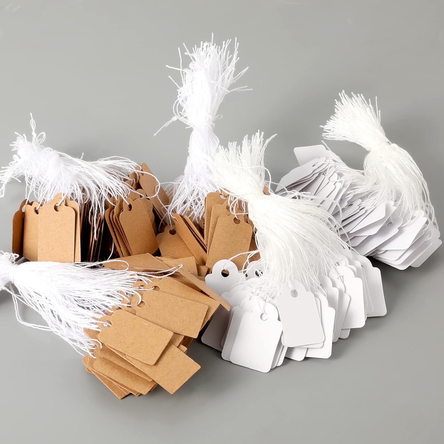 500pcs Kraft Tags with String, 1x0.5 Inch Blank Cardboard Labeling Tags Hanging Price Tags for Jewellery Clothes Retail Store Marking Display Candles (300pcs Brown, 200pcs White) : Office Products