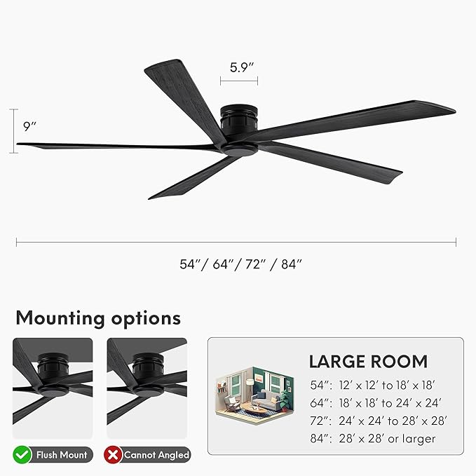 Ventilador de Techo 72 Pulgadas Exterior Sin Luz 110V miniatura 7