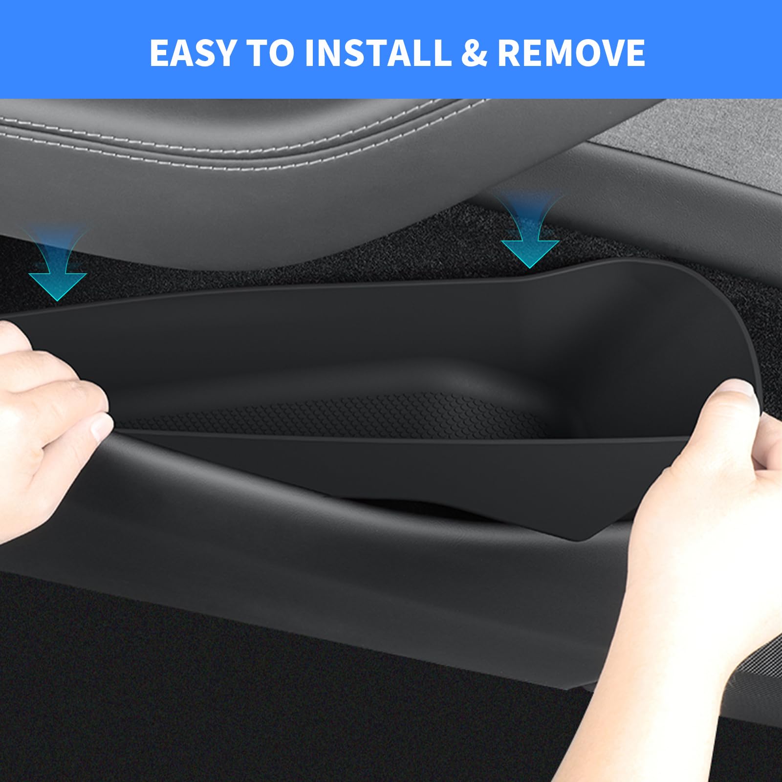 4PCS Tür Seite Aufbewahrungsbox für Tesla Model Y Juniper, Organizer Fach vordere und hintere Seitentür Slot Taschen Auto Tür Schutz Liner, Organizer-Tablett für 2025 Model Y Juniper Zubehör