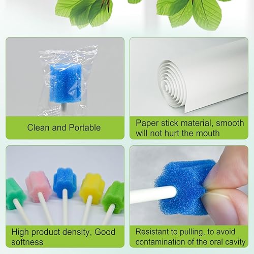 Miniatura 6 de ARGOMAX Hisopos bucales desechables, hisopos orales de papel, hisopos de esponja dental sin olor envueltos individualmente para limpieza bucal y