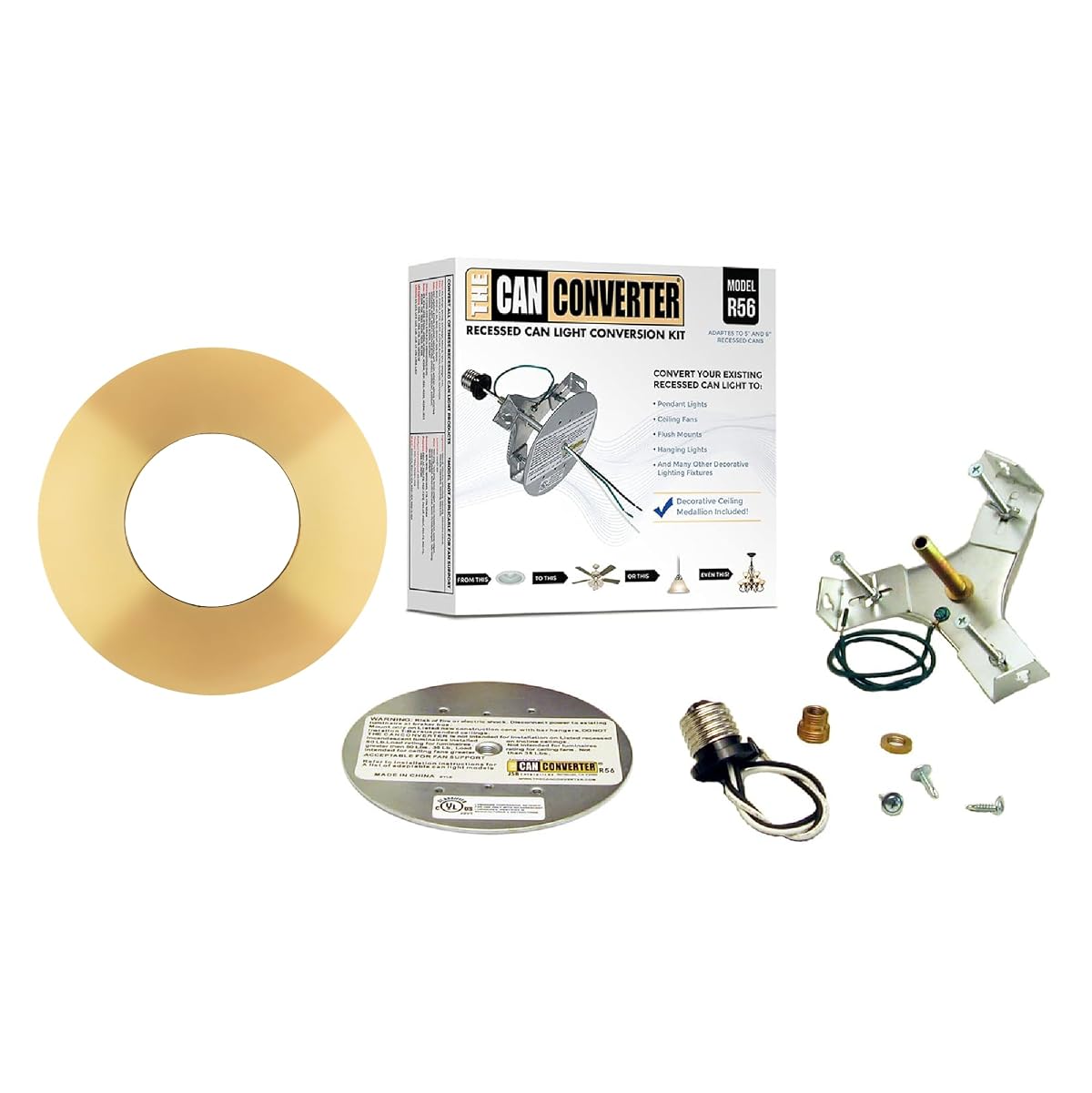 The Can Converter - R56: Recessed Can Light Conversion Kit For Ceiling Fixture,