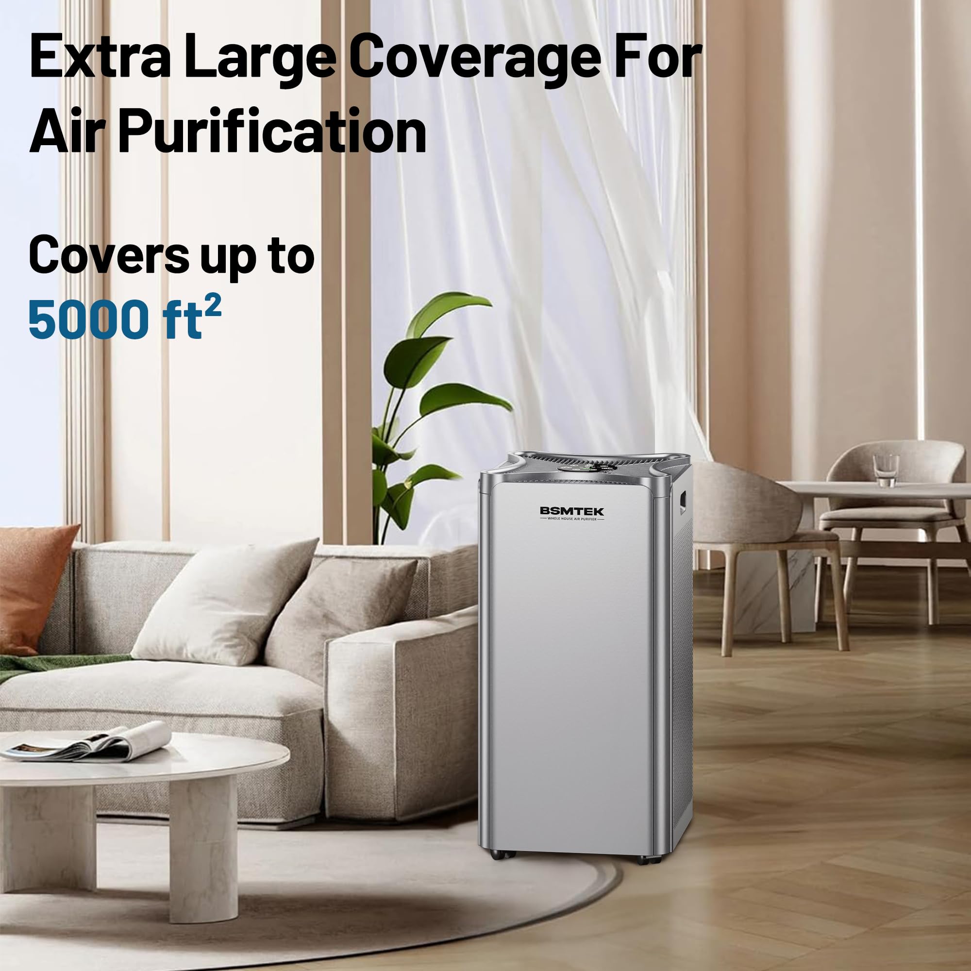 Whole Home Air Purifier for Large Room, 6096 Sq-ft In One Hour, Smart APP & WIFI, Air Cleaner for Home, Industrial and Commercial Large Room Air Purifers with Washable Filter, Timer, Wheels, 30