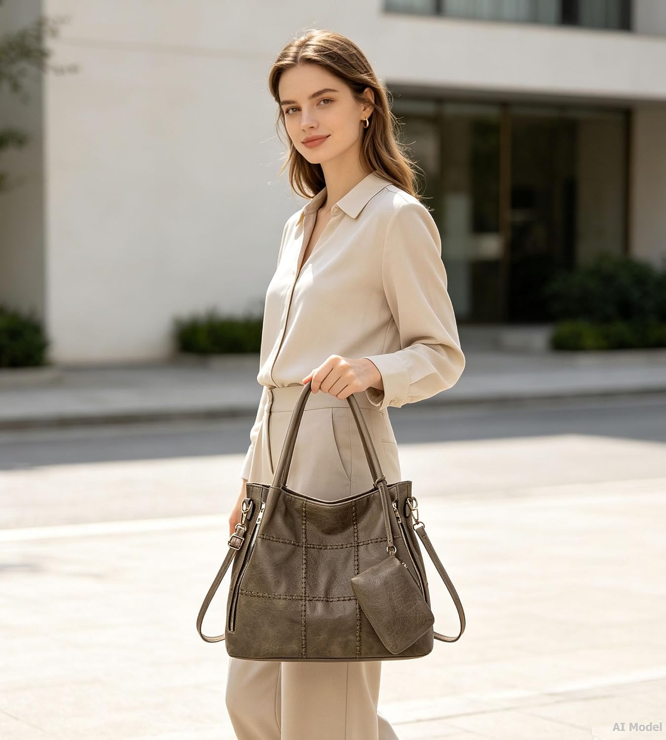 myfriday Vintage Large PU Hobo Tote Bag, Satchel Purse with Strap Women image 2