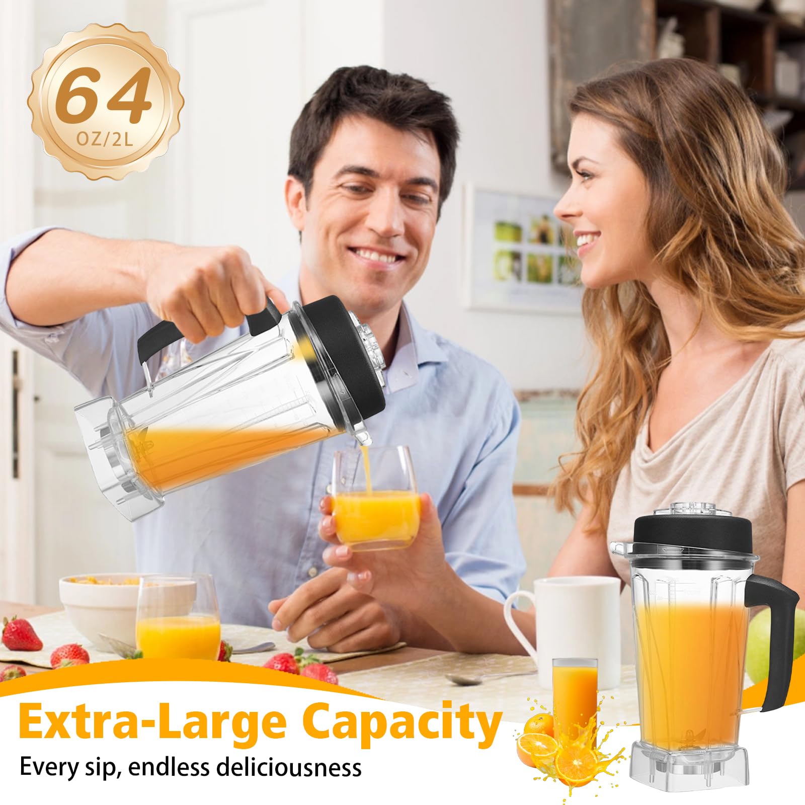 Pichet mélangeur pour vitamix, 1,8 l, récipient de rechange pour Vitamix 5000 5200 6300