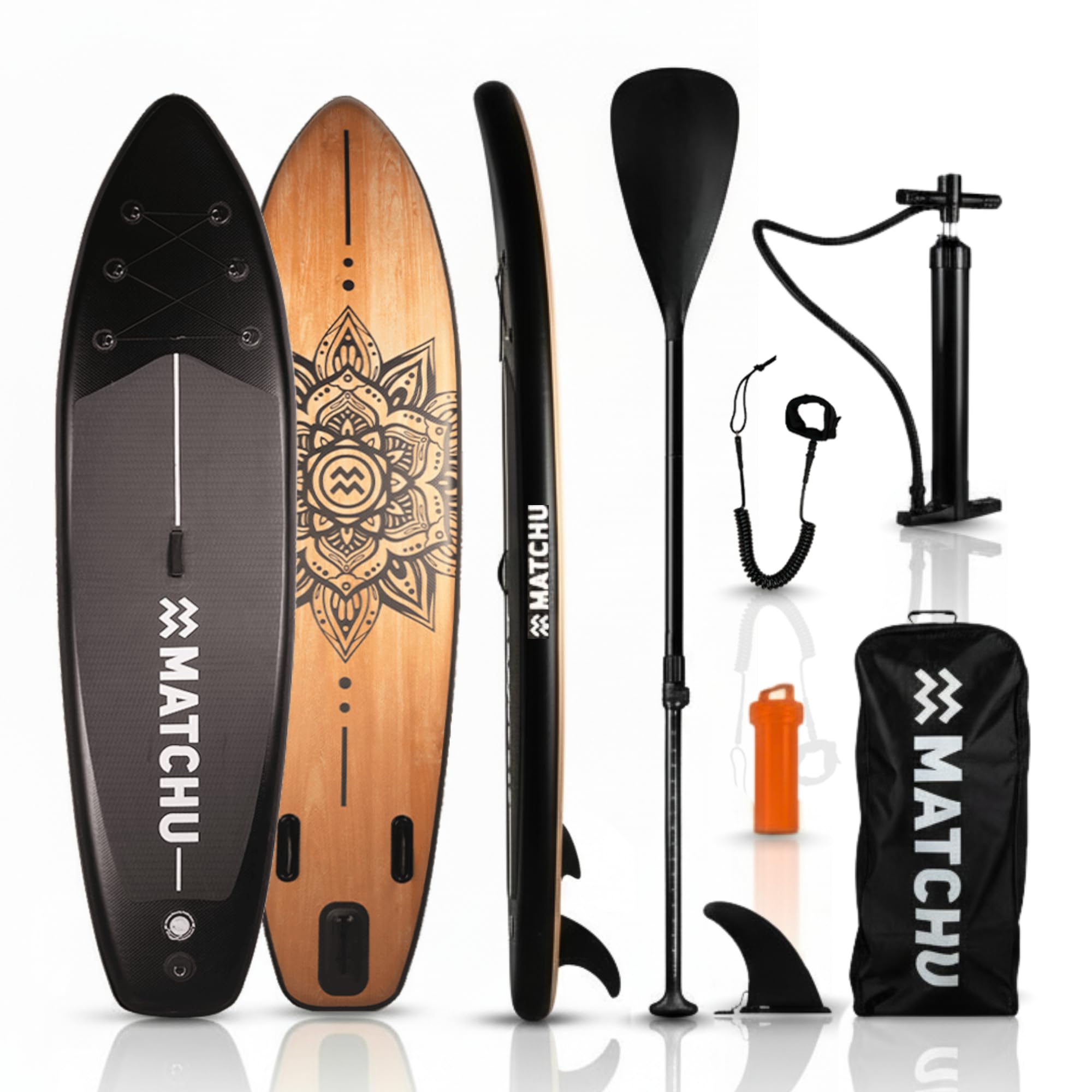 Matchu – Sup Gonfiabile – Tavola Sup Gonfiabile - Set completo - T/M 150 KG caricabile - 320x81x15 CM - Antiscivolo - Pedana morbida