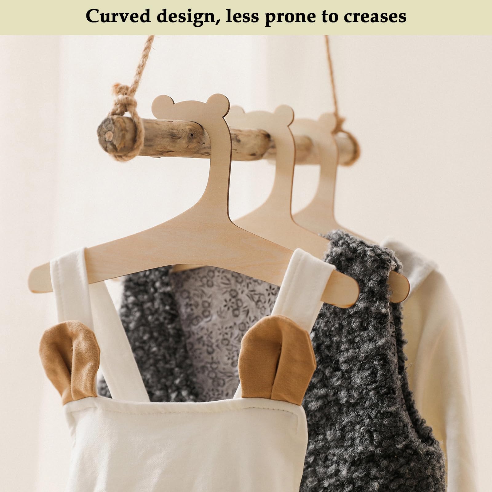 HOUSE DAY Houten kinderhangers voor kinderen, 20 stuks, babykleerhangers, houten kleerhangers, 360° draaibare haak, antislip kleerhanger voor jassen, pakken, broeken en jassen (natuurlijk