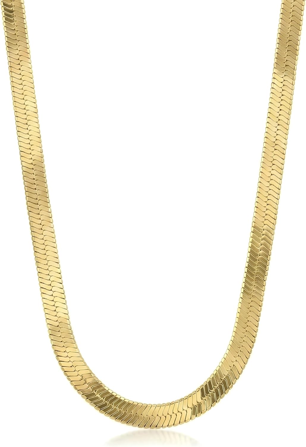 Herringbone Chain Necklace for Women Men 18K Gold Over Italian 925K Stamped Solid Sterling Silver, 3.4mm-5.5mm-7mm-9.4mm-11mm Wide Flat Snake Chain, Made in Italy