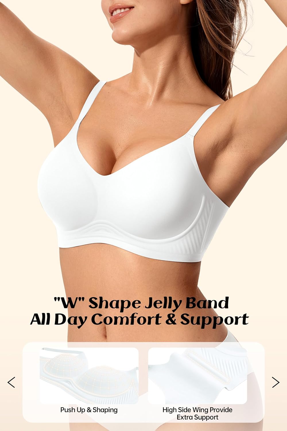 Jelly Bras for Women No Underwire Wireless Tshirt Bra Push Up Seamless Bralettes w Support - Image 2
