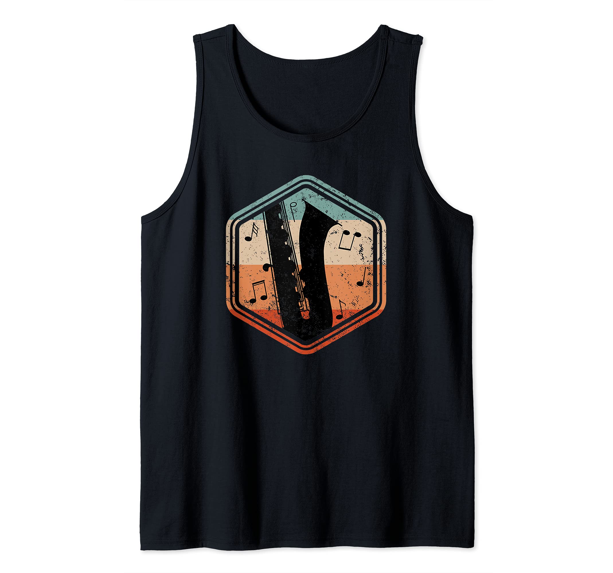 Retro Saxophone Jazz Musician Saxophonist Tank Top, Black