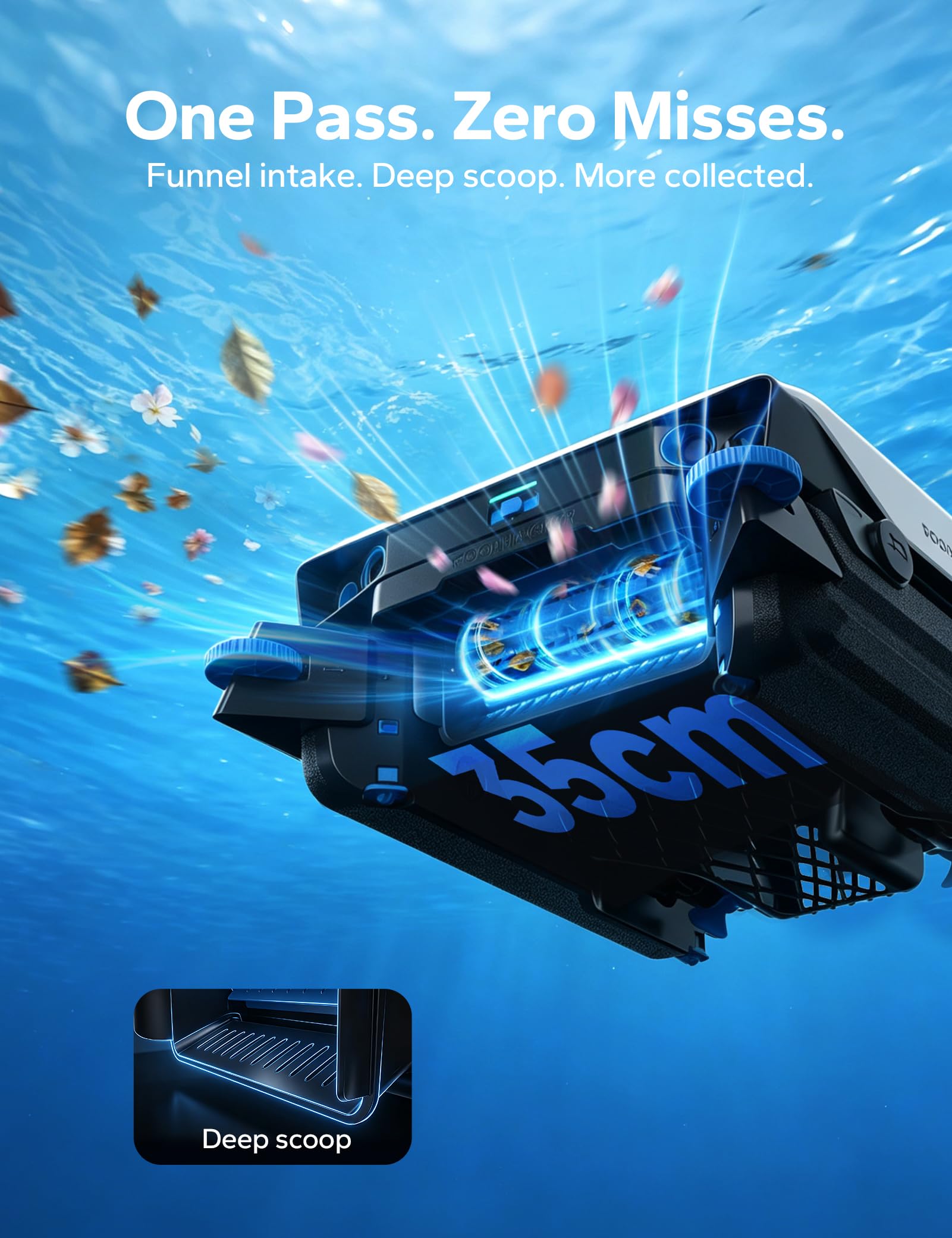 POOLHACKER Robot d'écumoire solaire de piscine, nettoyage continu 24h/24, 7j/7, double modes de charge, évitement intelligent des obstacles, panier extra large de 9 L, filtre à maille fine de 150 μm