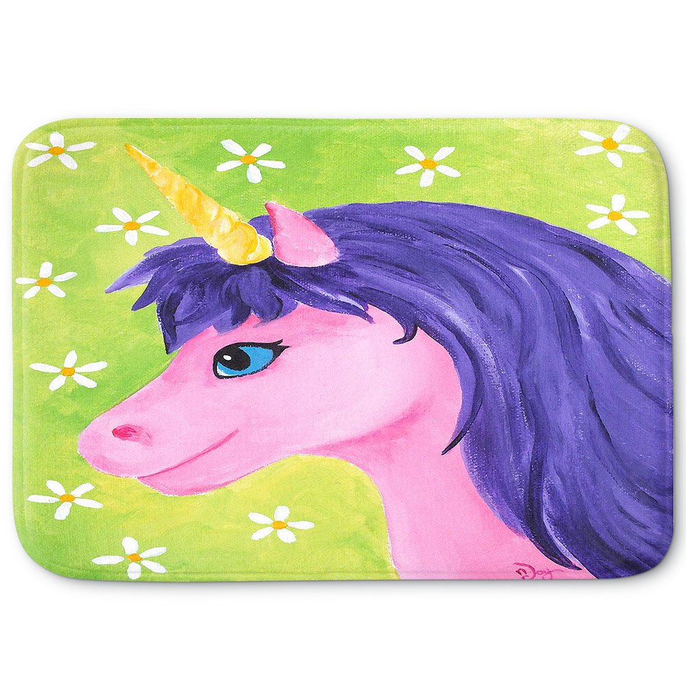 Memory Foam Bathroom or Kitchen Mats by nJoy Art - Pink Unicorn - Small 24" x 17"