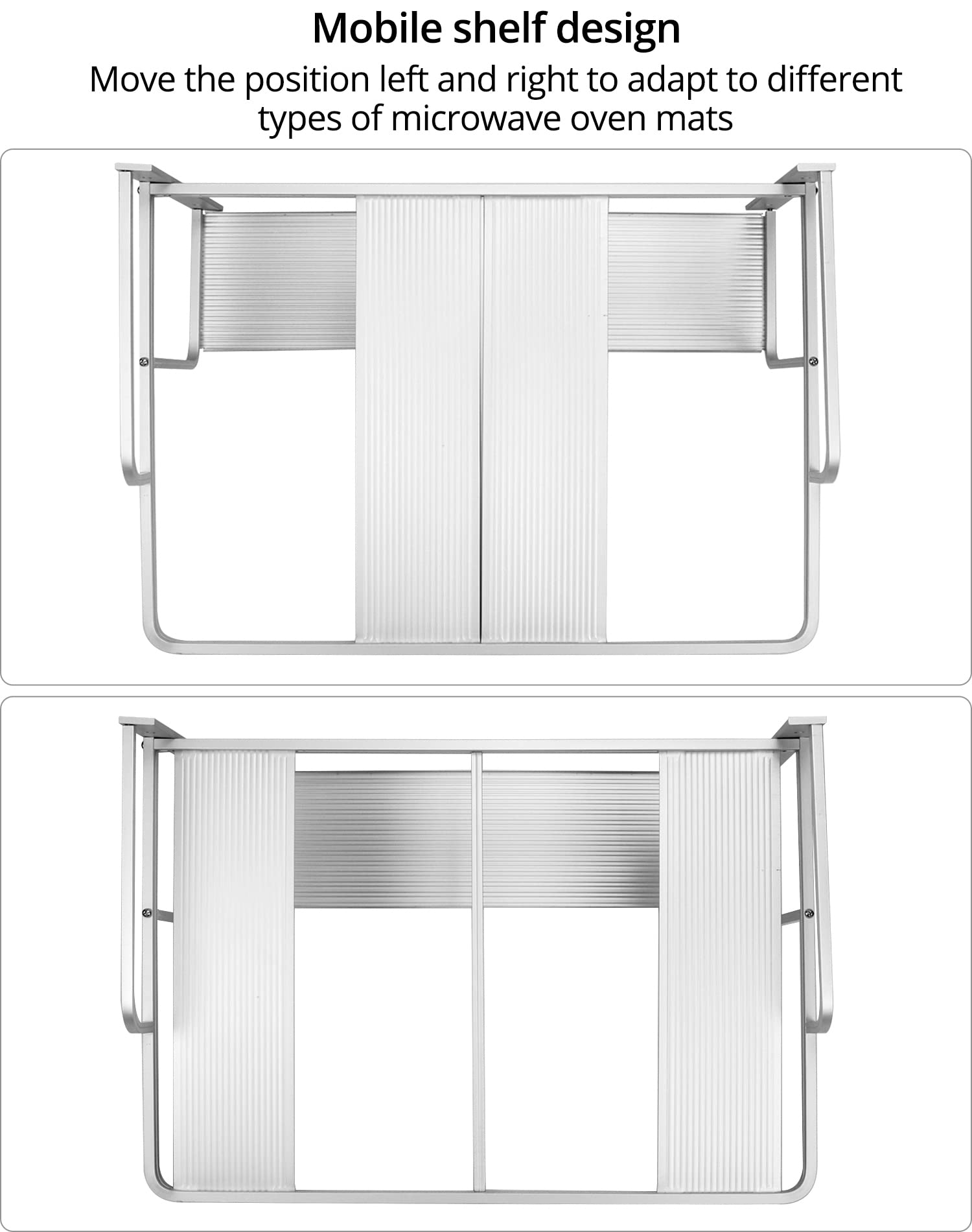 QWORK® Estante colgante para microondas, microondas de montaje en pared, soporte para microondas, 2 estantes, con 10 ganchos, 55 x 38 x 25 cm