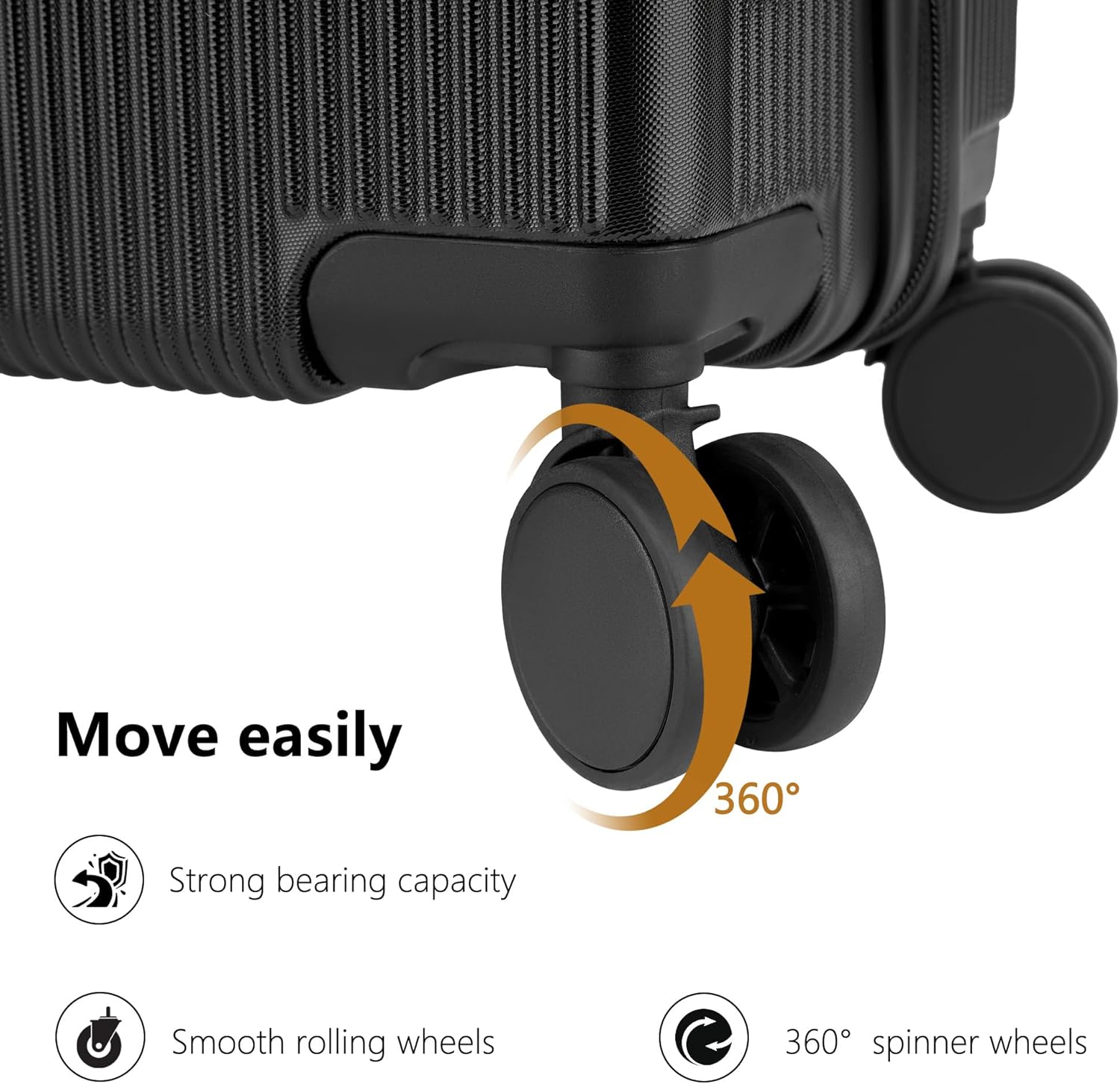 Carry On Luggage with TSA Lock, Carry on Suitcase 22x14x9 Airline Approved, Carry-on luggage with 360° Spinner Wheels, Hardside 20 Inch Lightweight Hard Shell Suitcase (Black, 20-Inch) - Image 3