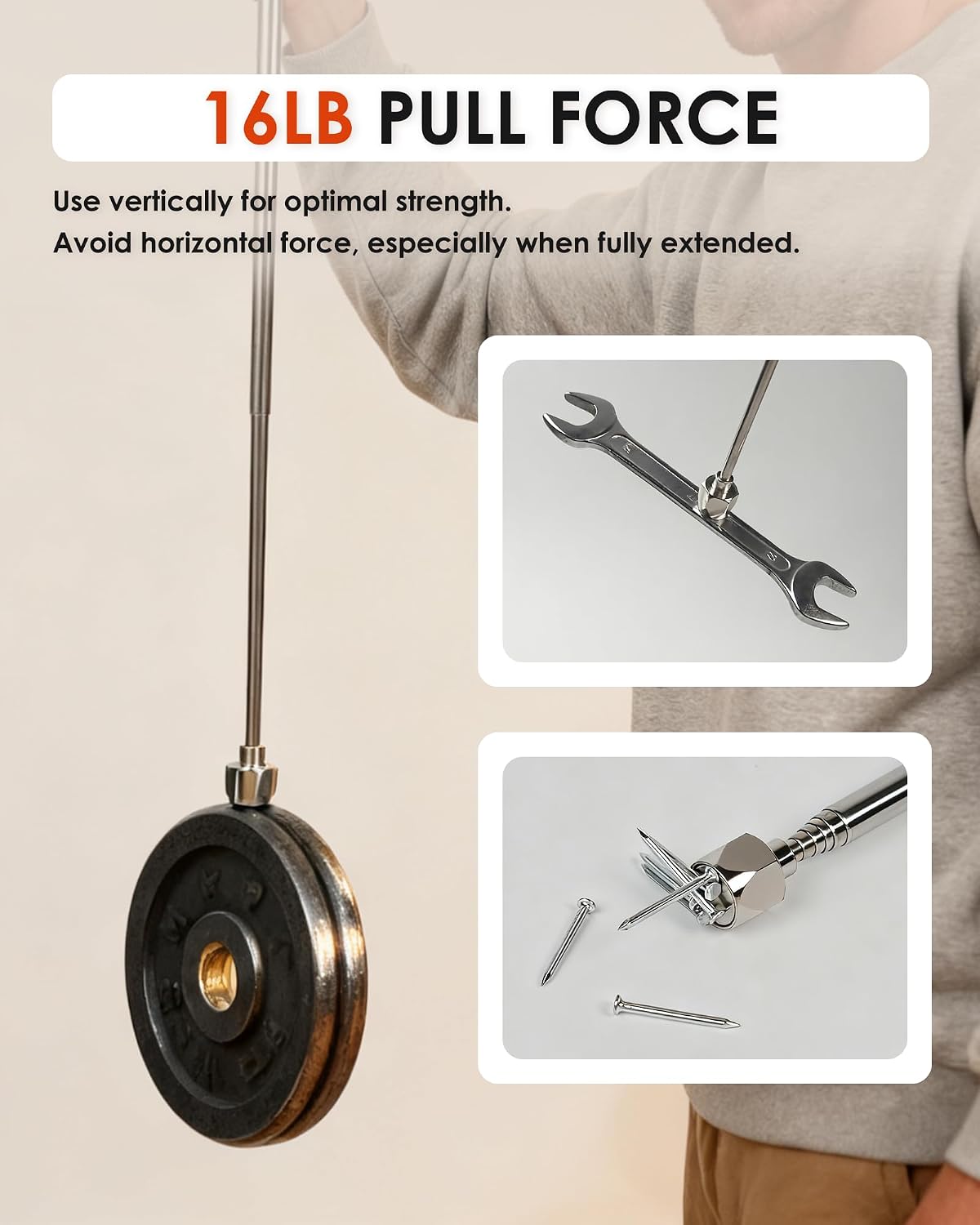 Telescoping Magnetic Pickup Tool, 32" Extendable 16LB Strong Magnet Stick Telescopic Magnetic Pick-up Tool, Magnetic Wand Retrieval Tool Fathers Day Gifts for Dad, Grandpa, Men, Mechanic