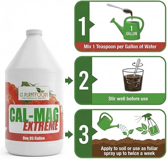 GS Plant Foods Cal-Mag Extreme Liquid 1 Gallon Fertilizer with Calcium, Magnesium, Iron and Sulfur Supplement, Corrects Secondary Nutrient & Trace Element Deficiencies, N-P-K of 2-0-0