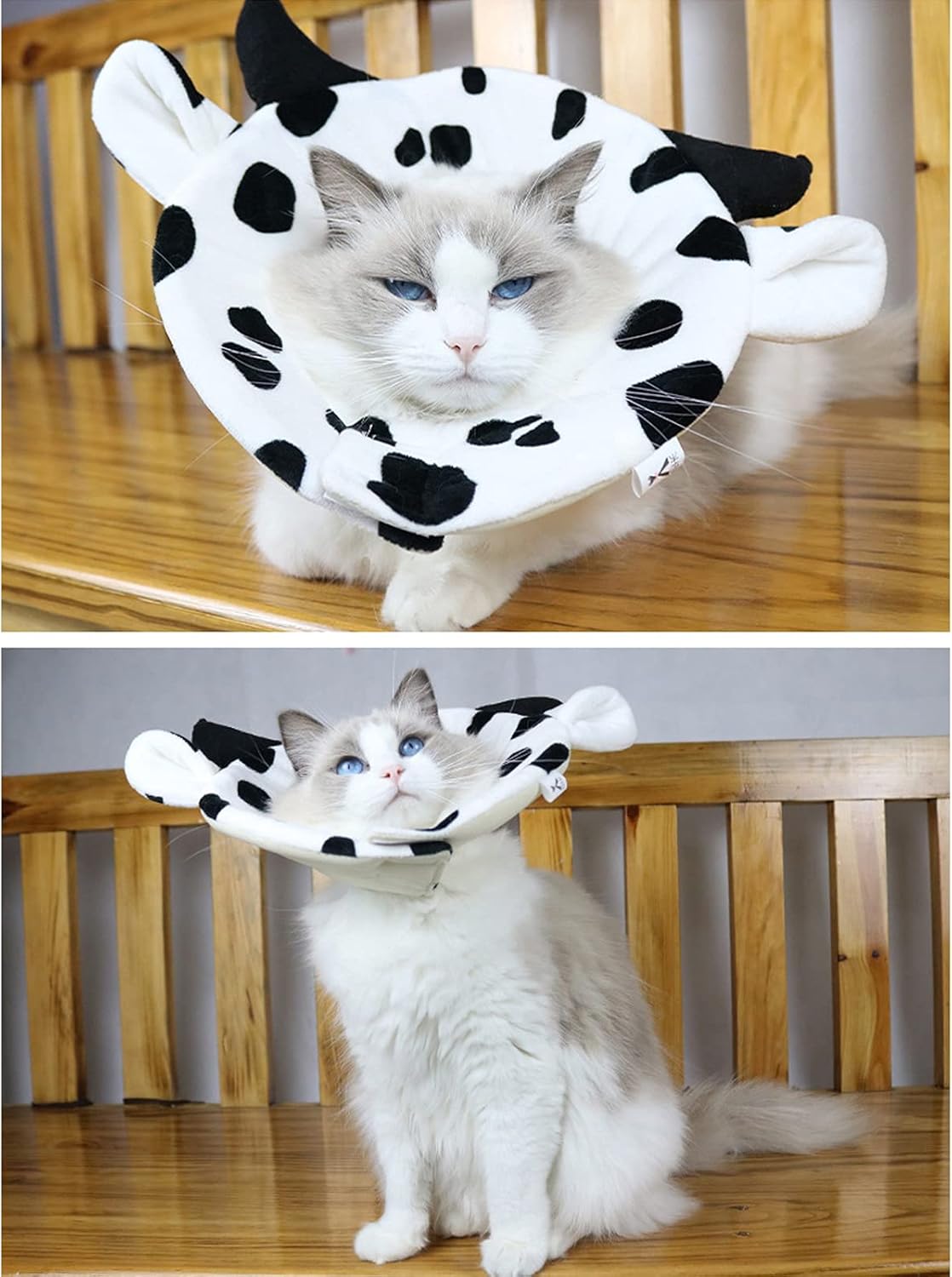 Cow Shape Pet Recovery Collar, Soft Flannel Material, Adjustable Design, Prevents Biting and Licking, Comfortable for Dogs and Cats (-2110210028613)
